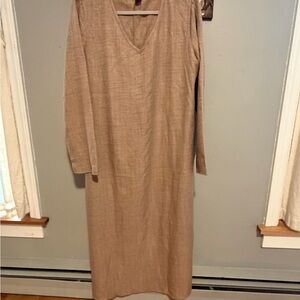 Chic Long Sleeve Tan Dress